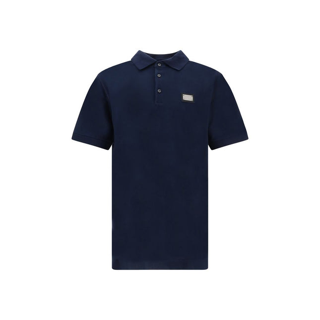 Dolce & Gabbana Blue Cotton Polo Shirt