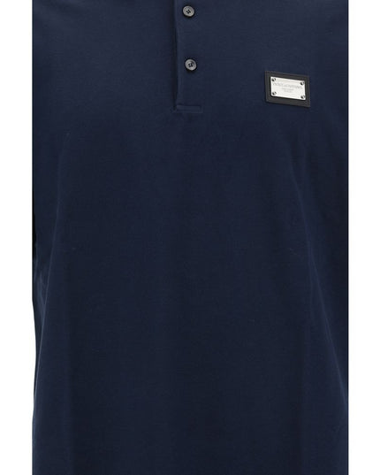 Dolce & Gabbana Blue Cotton Polo Shirt