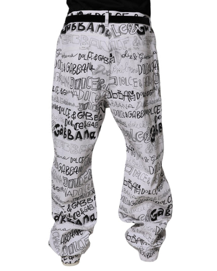 Dolce & Gabbana White Logo Print Straight Men Denim Jeans