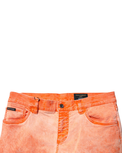 Dolce & Gabbana Orange Tie Dye Cotton Skinny Men Denim Jeans