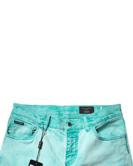 Dolce & Gabbana Green Tie Dye Cotton Skinny Men Denim Jeans