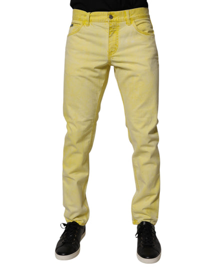 Dolce & Gabbana Yellow Cotton Stretch Skinny Men Denim Jeans