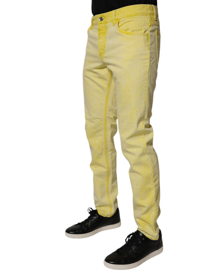 Dolce & Gabbana Yellow Cotton Stretch Skinny Men Denim Jeans