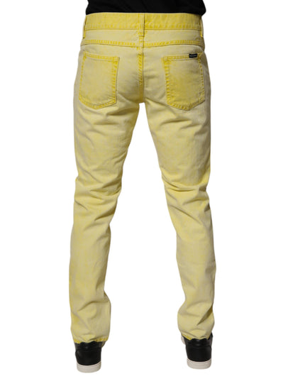 Dolce & Gabbana Yellow Cotton Stretch Skinny Men Denim Jeans