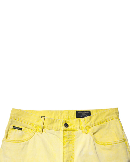 Dolce & Gabbana Yellow Cotton Stretch Skinny Men Denim Jeans