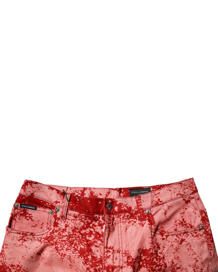 Dolce & Gabbana Red Tie Dye Cotton Skinny Men Denim Jeans