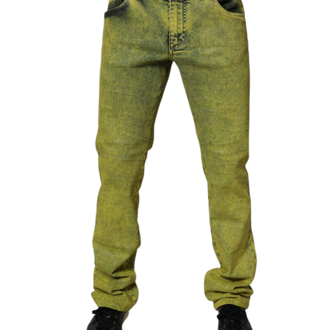 Dolce & Gabbana Yellow Cotton Stretch Skinny Men Denim Jeans