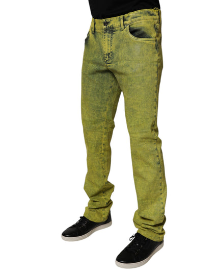 Dolce & Gabbana Yellow Cotton Stretch Skinny Men Denim Jeans