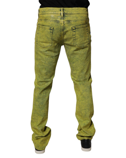 Dolce & Gabbana Yellow Cotton Stretch Skinny Men Denim Jeans