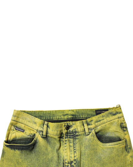Dolce & Gabbana Yellow Cotton Stretch Skinny Men Denim Jeans