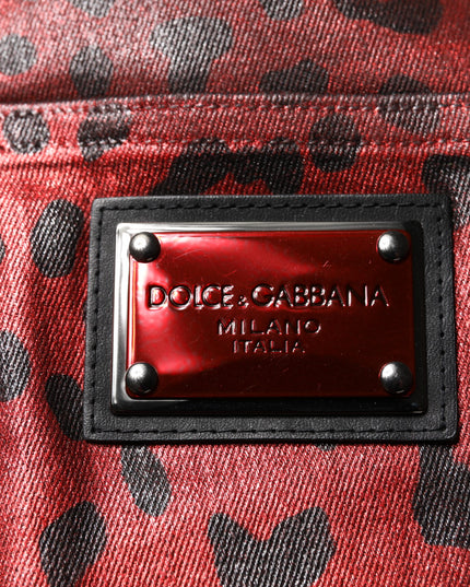 Dolce & Gabbana Red Leopard Cotton Straight Men Denim Jeans