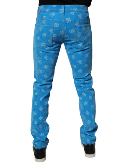 Dolce & Gabbana Blue Logo Monogram Cotton Skinny Denim Jeans