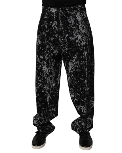 Dolce & Gabbana Black Tie Dye Cotton Straight Men Denim Jeans