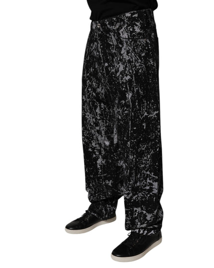 Dolce & Gabbana Black Tie Dye Cotton Straight Men Denim Jeans