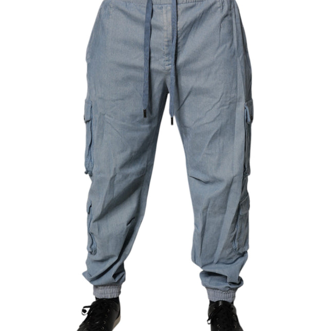 Dolce & Gabbana Light Blue Cotton Jogger Cargo Men Denim Pants