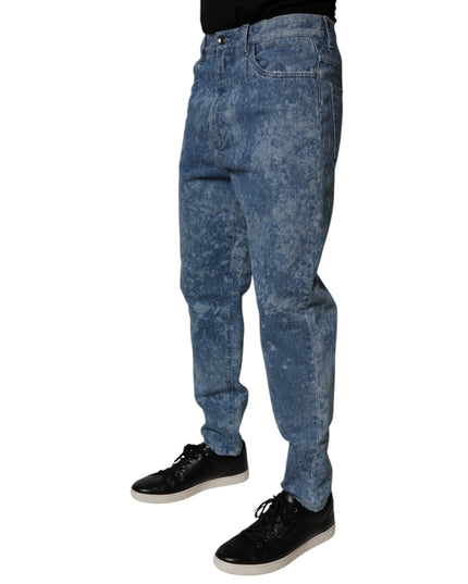 Dolce & Gabbana Blue Tie Dye Cotton Skinny Men Denim Jeans