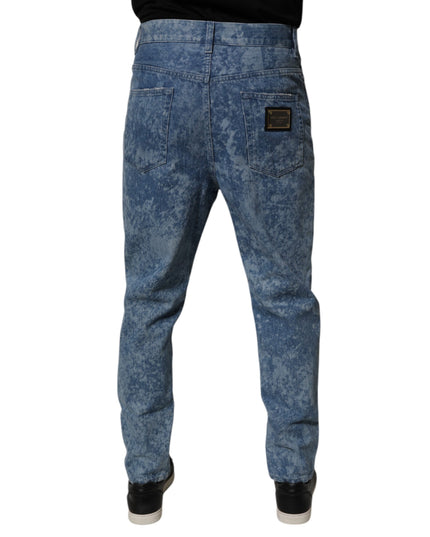 Dolce & Gabbana Blue Tie Dye Cotton Skinny Men Denim Jeans