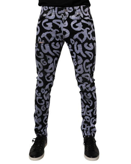 Dolce & Gabbana Black Logo Monogram Cotton Skinny Denim Jeans