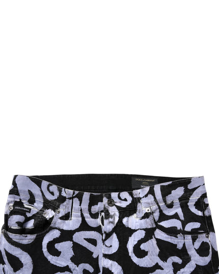 Dolce & Gabbana Black Logo Monogram Cotton Skinny Denim Jeans