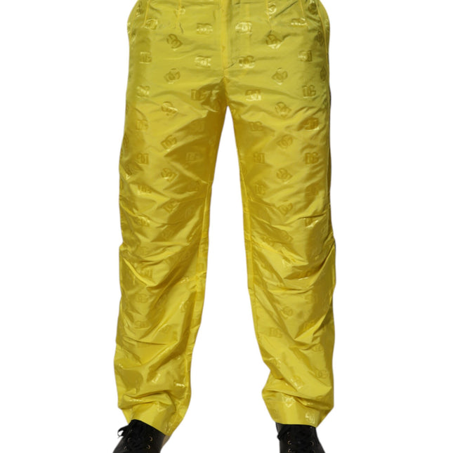 Dolce & Gabbana Yellow DG Monogram Polyester Straight Pants
