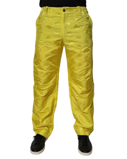 Dolce & Gabbana Yellow DG Monogram Polyester Straight Pants