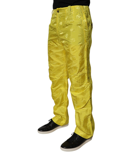 Dolce & Gabbana Yellow DG Monogram Polyester Straight Pants