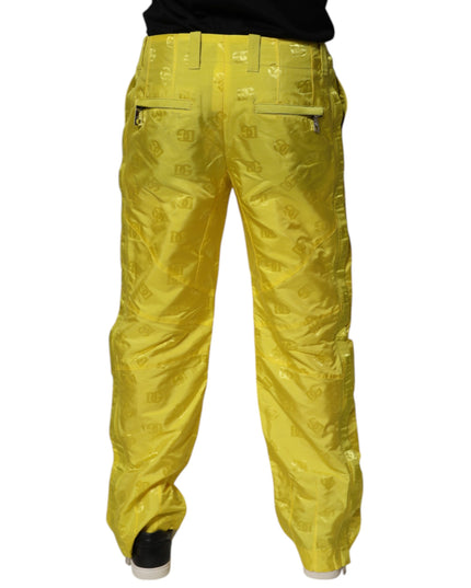 Dolce & Gabbana Yellow DG Monogram Polyester Straight Pants