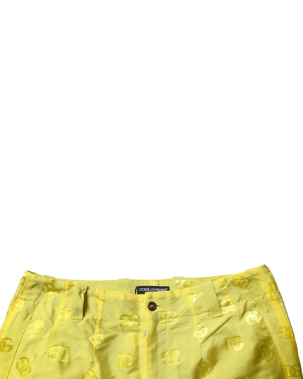 Dolce & Gabbana Yellow DG Monogram Polyester Straight Pants