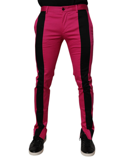Dolce & Gabbana Pink Black Stripe Slim Fit Men Dress Pants