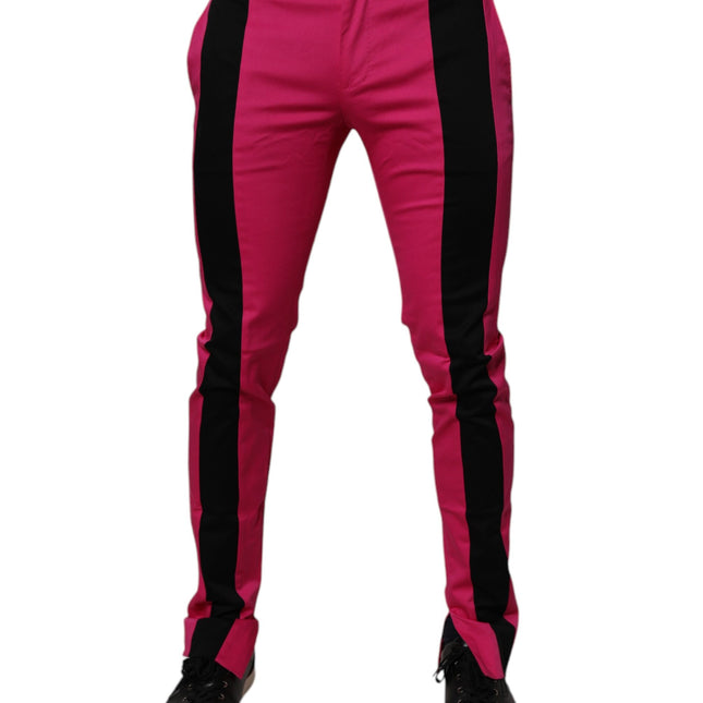 Dolce & Gabbana Pink Black Stripe Slim Fit Men Dress Pants