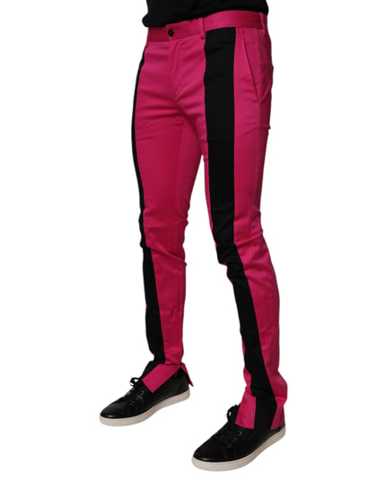Dolce & Gabbana Pink Black Stripe Slim Fit Men Dress Pants