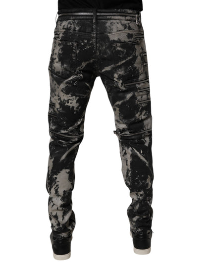 Dolce & Gabbana Black Tie Dye Cotton Skinny Zip Denim Jeans