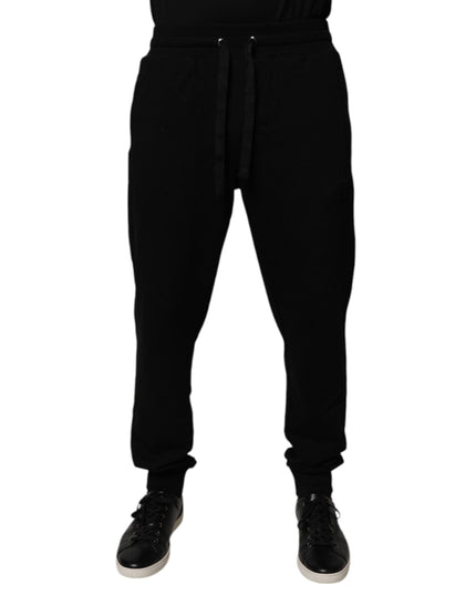 Dolce & Gabbana Black Cotton Mid Waist Jogger Sweatpants Pants