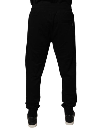 Dolce & Gabbana Black Cotton Mid Waist Jogger Sweatpants Pants