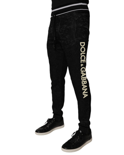 Dolce & Gabbana Black Mid Waist Jogger Men Sweatpants Pants
