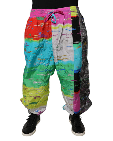 Dolce & Gabbana Multicolor Patchwork Mid Waist Sweatpants Pants