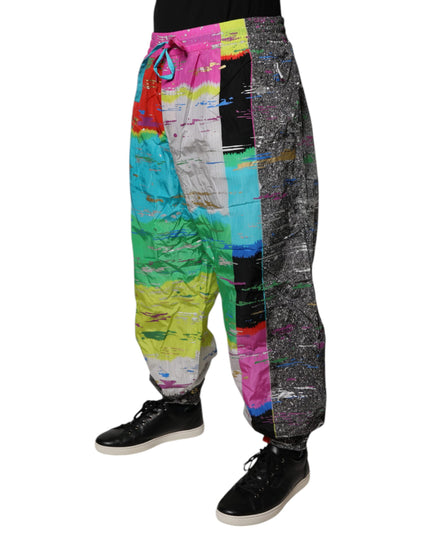 Dolce & Gabbana Multicolor Patchwork Mid Waist Sweatpants Pants