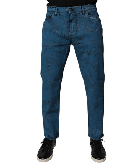 Dolce & Gabbana Blue Tie Dye Cotton Skinny Men Denim Jeans