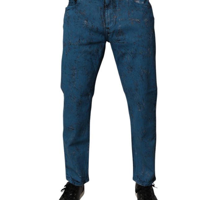 Dolce & Gabbana Blue Tie Dye Cotton Skinny Men Denim Jeans