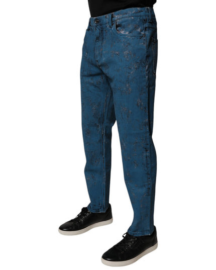Dolce & Gabbana Blue Tie Dye Cotton Skinny Men Denim Jeans