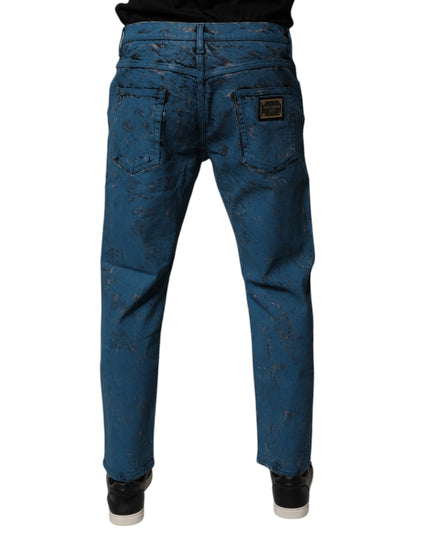 Dolce & Gabbana Blue Tie Dye Cotton Skinny Men Denim Jeans
