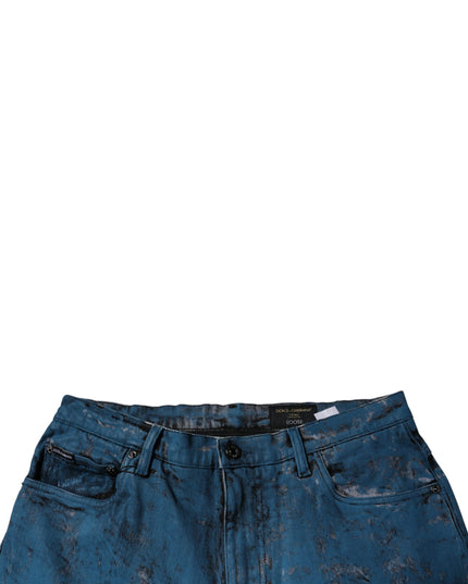 Dolce & Gabbana Blue Tie Dye Cotton Skinny Men Denim Jeans