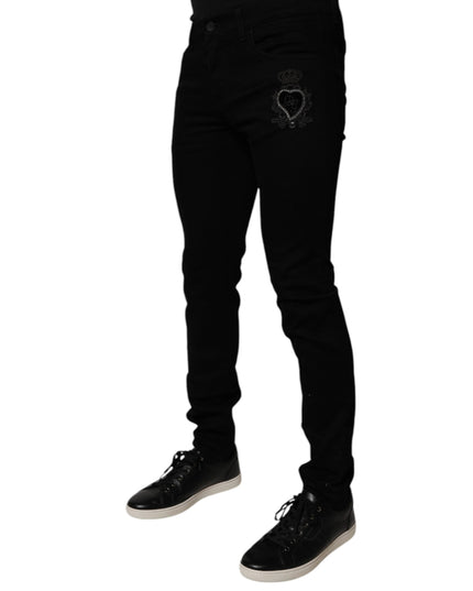 Dolce & Gabbana Black Sacred Heart Cotton Skinny Denim Jeans