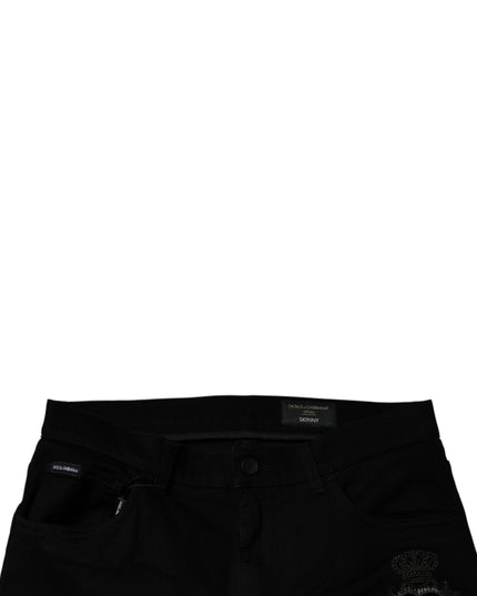 Dolce & Gabbana Black Sacred Heart Cotton Skinny Denim Jeans