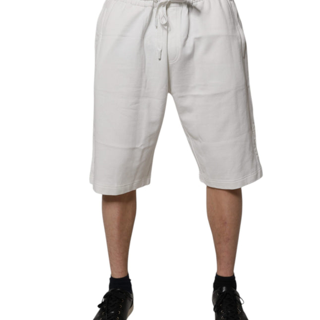 Dolce & Gabbana White Cotton Sweatshorts Men Bermuda Shorts