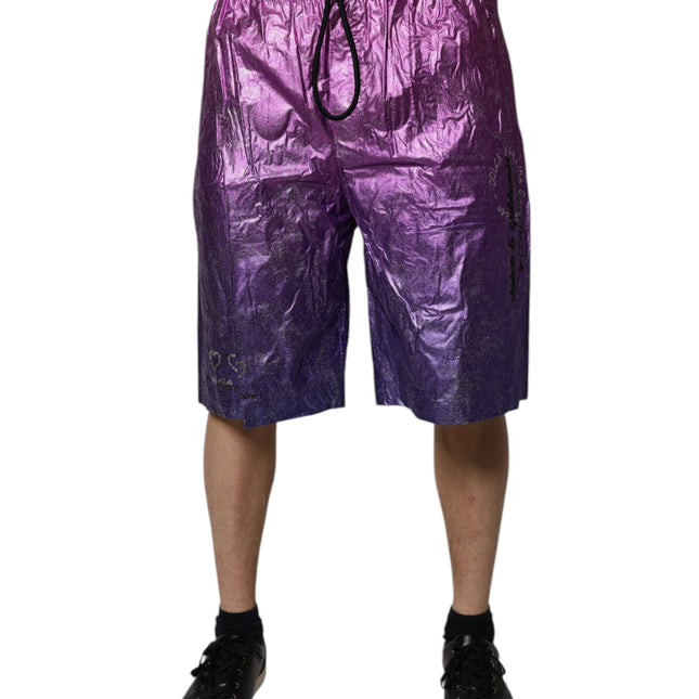 Dolce & Gabbana Metallic Pink Purple Two Tone Bermuda Shorts