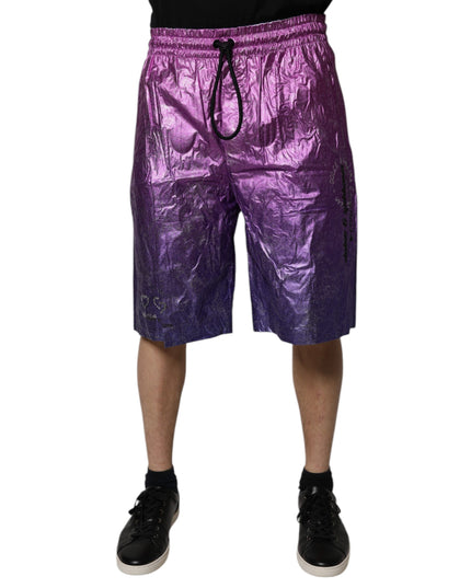 Dolce & Gabbana Metallic Pink Purple Two Tone Bermuda Shorts