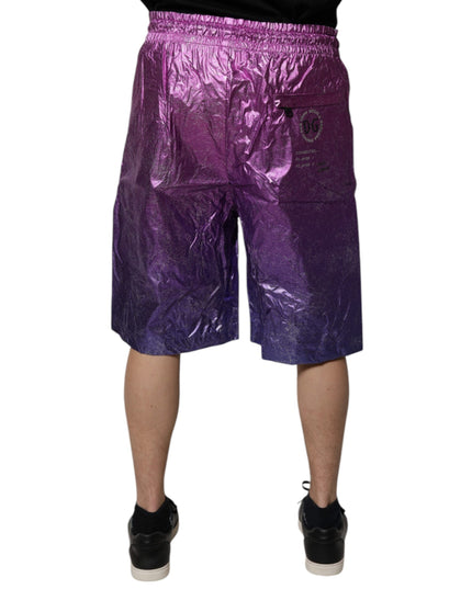 Dolce & Gabbana Metallic Pink Purple Two Tone Bermuda Shorts