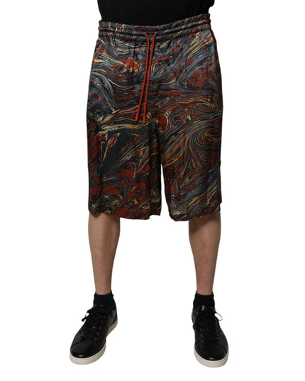 Dolce & Gabbana Multicolor Marble Print Trouser Bermuda Shorts