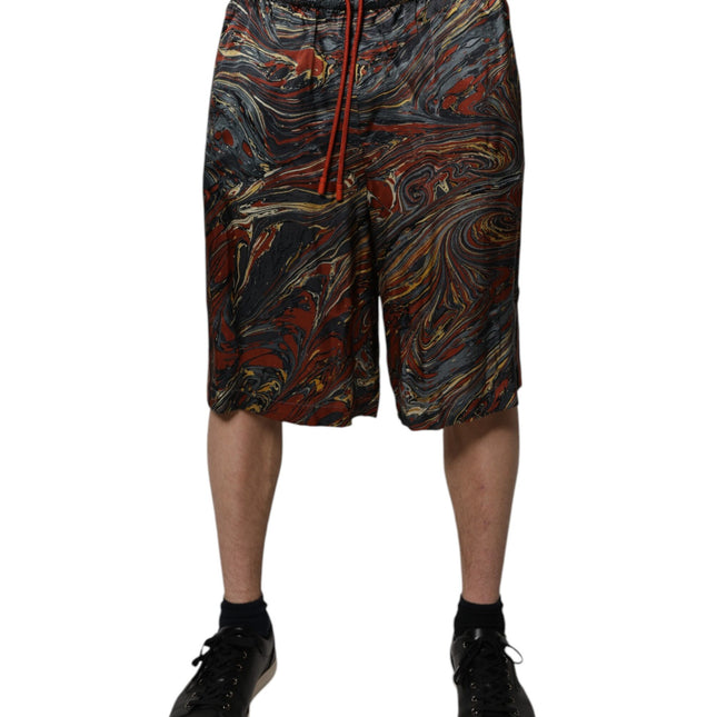 Dolce & Gabbana Multicolor Marble Print Trouser Bermuda Shorts